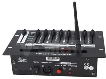 Controlador inalámbrico DMX 512 de 24 canales for iluminación de escenario, DJ y discoteca.