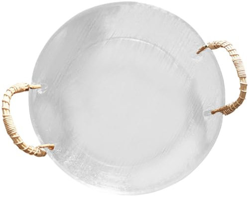 PRETYZOOM Assiette en Verre Transparent Saladier à Fruits avec Poignée Capacité Suffisante Matériau Solide pour Service Utilisation Polyvalente Design Élégant