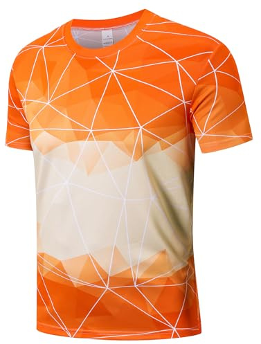 Cimic 1 Pack T Shirt Sport Homme Tee Shirt Homme Tshirt Sports T Shirt à Manches Courtes Running Fitness Respirant Séchage Rapide Gym Baselayer Haut(T5060-1-Orange Yellow-L)
