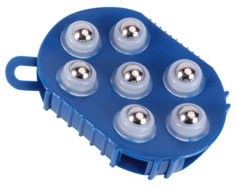 Handförmige Massagebürste mit 7 Metallkugeln Blau Pvc | Bein und Taille, Massage und Beauty Care, 360° Rotation mit Rollenfunktion