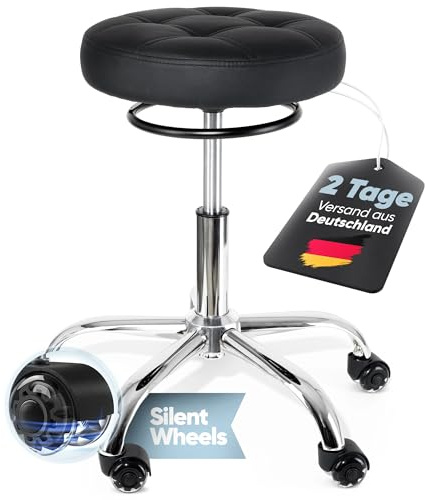 SteinLife Bürohocker Ergonomisch [TESTSIEGER] Rollhocker Sitzhocker Höhenverstellbar [48-68cm] Ergonomischer Hocker für Büro [Schwingeffekt] Wackelhocker Stehhocker | Arbeitshocker rutschfest Rund
