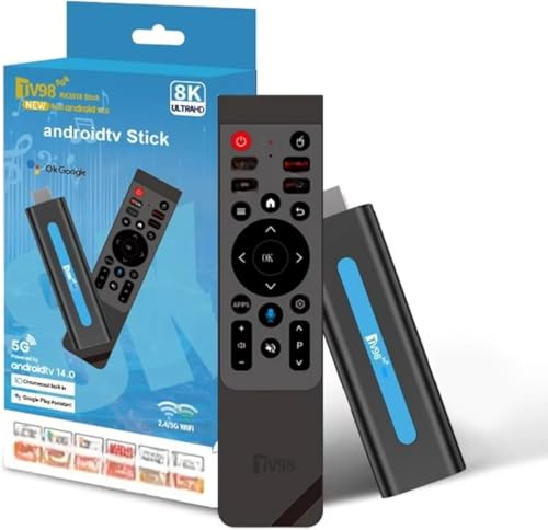 Android TV Stick 4K Ultra HD | Smart TV HDMI WiFi Dual Band 2.4/5GHz Bluetooth 5.0 | Control por Voz | Compatible con Apps de Streaming.