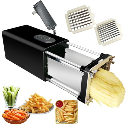 Pnpaea Taglia Patate Fritte Elettrico, Tagliapatate Professionale in Acciaio Inossidabile Tagliapatate in Acciaio Inossidabile,Manuale Tagliapatatine Fritte per Patate Carote Cetrioli Black