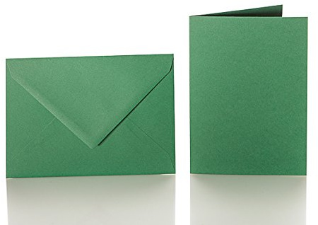 Paper24 Faltkarten Set mit Brief-Umschlägen je (25 Stück in der Farbe Dunkelgrün) DIN C6 114x162 mm A6 150 x 100 mm