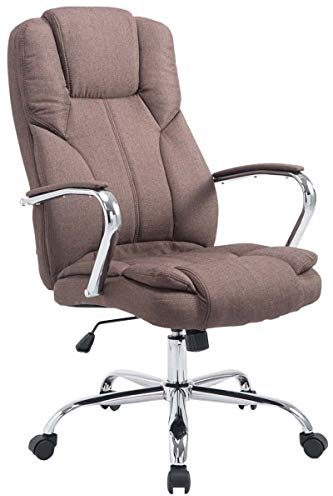 CLP XXL Chefsessel Xanthos V2 Mit Stoff-Bezug I Gepolsterter Bürostuhl Mit hoher Rückenlehne Und Gepolsterten Armlehnen, Farbe:braun