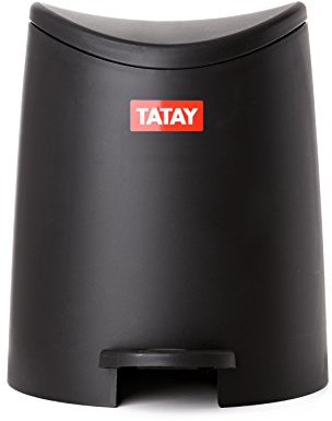 Tatay Papelera Baño con Pedal Estándar 3L | Diseño Práctico y Funcional | Plástico de Gran Resistencia | Compacta y Fácil de Usar | Fabricada en España | 19 x 21,8 x 22,1 cm – Negro
