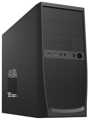 CiT Elite Micro PC Case, M-ATX, 500W PSU Included, 80mm Rear Fan Included, 1 x USB3.0 and 1 x USB2.0, Budget Friendly Business and Office Solution | Black