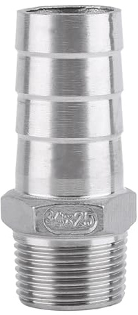 1 st Anslutningsdon Taggtråd Slangkoppling Dfe Adapter Rostfritt Stål Slangsvans SS304 1/8 tum 3/4 tum 3/4 x 25 mm För Vattenslangar