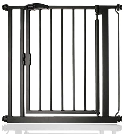 Safetots Pressure Fit Self Closing Stair Gate, 75cm - 82cm, Matt Black, Auto Closing Baby Gate, Safety Barrier for Toddler, Easy Installation
