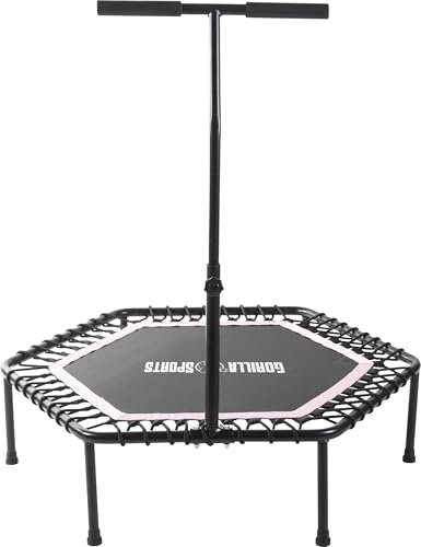 GORILLA SPORTS® Fitness Trampolin, 6-Fach höhenverstellbarer Haltegriff | Leise Gummiseilfederung, 77 cm Sprungfläche, bis 100 kg belastbar; Farbwahl, Jumping Fitness, Indoor und Outdoor