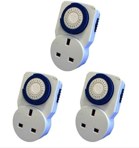 Garden Mile® Pack Of 3 24Hr Segment Timer Switches Mains Plug In Home Energy Saving Programmable Home Security Switch Timer. 30 Min Intervals.