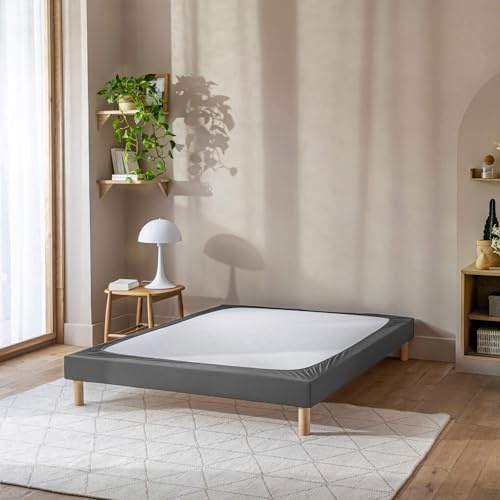 Cache-sommier Coton Jersey Anthracite 140x190 à 150x200