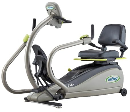 NuStep T4r Recumbent Cross Trainer Stepper, Low-Impact Full-Body Exercise, Adjustable Arms & Legs, 360-Degree Swivel Seat, Engaging Programs, App-Compatible, Gray/Green