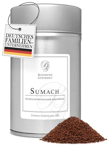 Boomers Gourmet - Sumach Gewürz gemahlen 100g - Sumak Pulver türkisch | Essigbaumgewürz Sumac für orientalische Küche nach Ottolenghi | zu Fleisch, Fisch, Salat & Joghurt