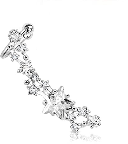Treuheld® Ear Cuff Ohrstecker mit Sternen und Kristallen [01.] - linkes Ohr