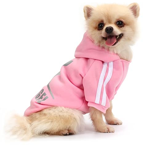 QiCheng&LYS Vêtements pour Chien Rose, Pull Petit Chien à Capuche, Chaud pour l'hiver (Rose, Small)