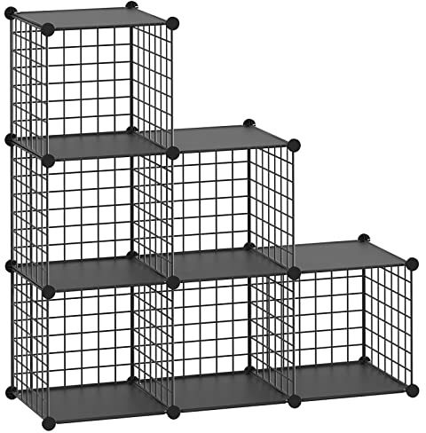 HUBSON Drahtwürfel-Aufbewahrungs-Organizer, Buch/Spielzeug/Handwerk/Topfpflanzen und Haustierschrank-Organizer und Aufbewahrungsregale? 6 Würfel, frei kombinierbares Metallgitter, Aufbewahrungsregal,