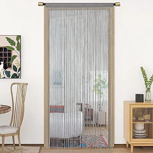 HSYLYM Türvorhang Fenstervorhänge Türdekorationen Raumteiler Dekorationen für Zimmertüren, Wandschrank, Party und Möbel, einteiliges Design 90x245cm Grau