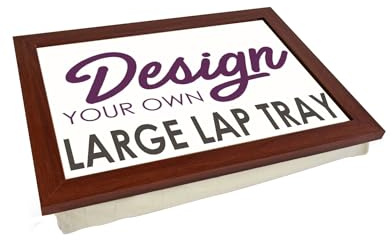 Design Your Own Extra Large Lap Tray. 49.8cm | Handmade Wooden Frame | Beanbag Cushioned Bottom | Computers, Laptops, Meals, Food, Crafting, TV, Dinner, Serving (Brown)
