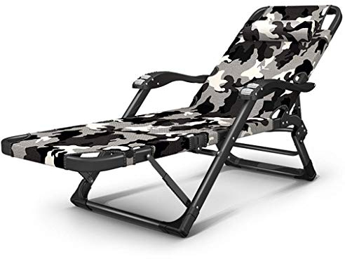 MXXHFC Übergroßer, breiter Gartenstuhl für Jungen und Kinder, leichte, Faltbare Zero-Gravity-Stühle mit Kopfstütze, Garten-Innenpool, Camo, Belastung 200 kg