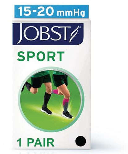 JOBST Sport Laufstrümpfe - Sportkompression für Damen und Herren - hilft, die Durchblutung zu verbessern - weich, leicht und atmungsaktiv, Cool Black, S