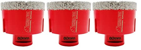 SHDIATOOL Diamond Core Drill Bit,Hole Saw Diameter 60mm 2-3/8 M14 Thread Vacuum Brazed for Concrete Granite Marble Porcelain Tile Masonry Brick,3PCS