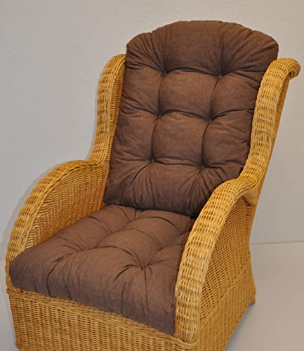 Rattani Premium Qualität - Polster / Kissen / Ersatzpolster für Rattan Ohrensessel / Rattansessel , Colore Marrone (Dunkelbraun)