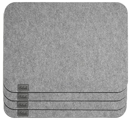 6-Teiliges Set aus Filz Tischuntersetzer Platzset Tischläufer, Platzdeckchen abwaschbar Filzmatte (Rechteck 6 STK., Grau)