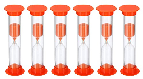 PATIKIL 2 Minutos Arena Temporizador, 6uds Pequeño Arena Reloj con Plástico Cubierta, Cuenta Regresiva Arena Cristal para Juegos, Cocina, Fiesta Recuerdos Bricolaje Decoración, Naranja