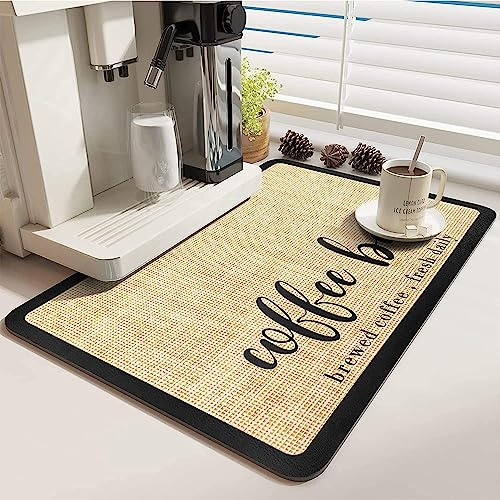 Alfombrilla Escurreplatos, Almohadilla Absorbente Debajo de la Cafetera, Escurre Cubiertos de Cocina Fregadero Esteras de Secado, Antideslizante Drying Mat para Platos（30*40cm Caqui）