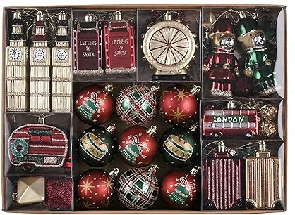 Valery Madelyn Christmas Tree Decorations Baubles, Red Gold and Green Baubles for Christmas Decorations,100pcs 3-13.5cm Red Green Gold Shatterproof Ball Ornaments, British Hanging Gifts