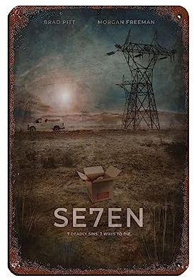 KOURT Filmplakat Sieben, Blechschild, Vintage-Stil, Metall, Pub, Club, Café, Bar, Zuhause, Wandkunst, Dekoration, Poster, Retro, 20 x 30 cm