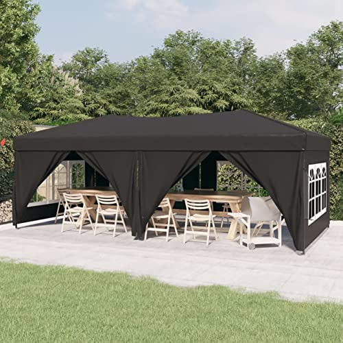 Partyzelt Faltbar mit Seitenwänden, CIADAZ Pavillon, Party Zelt, Bierzelt, Faltpavillon, Gartenzelt, Lackierzelt, Zelt Garage, Zeltgarage, Anthrazit 3x6 m -at