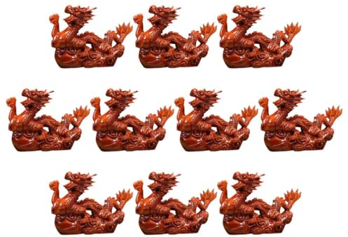 EXCEART 1 Stück Chinesische Fengshui-Drachenfigur Aus Holz 10 cm Mini-2024-Jahr des Drachen Chinesische Tierkreiszeichen-Drachenfiguren Handgeschnitzte Drachenskulptur Aus Holz