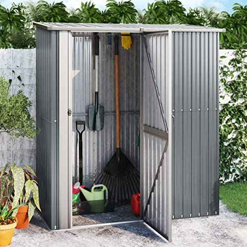 NITCA Capanno per Biciclette da Giardino in Acciaio Zincato, Grigio, 180,5x97x209,5 cm