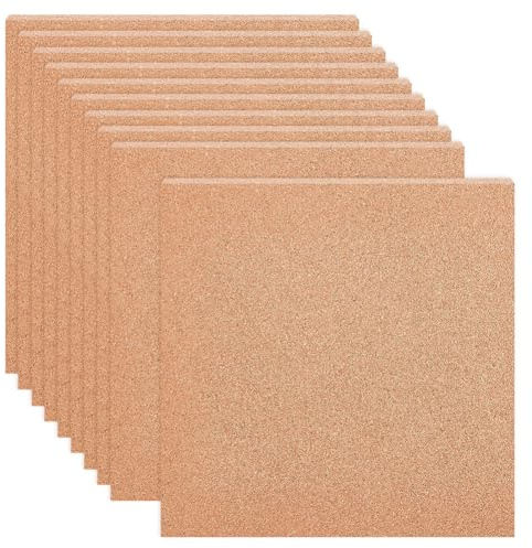 BENECREAT 10 panneau en Liège, 300x300 mm Sous-Verres Carrés en Liège, Feuille de Liège Brun Sable de 2 mm D'Épaisseur, Feuille de Liège Isolée pour Tableaux D'Affichage, Décorations Murales