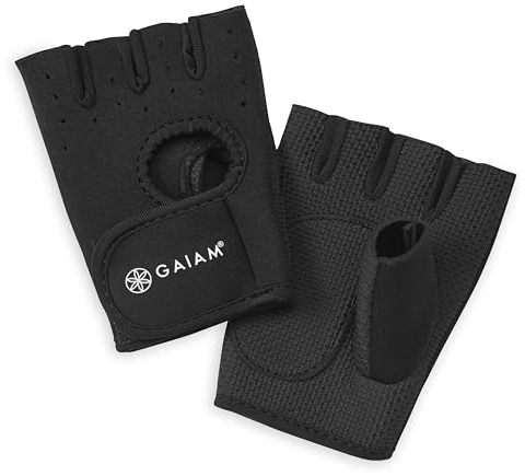 Gaiam Fitness Fingerless Gloves, Padded Palm (Black)