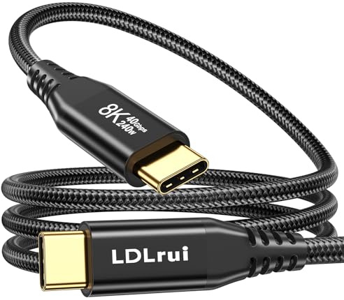 USB4 Kabel mit Thunderbolt 4 Kabel 1.8M, 8K@60Hz HDR Videokabel, 40Gbps USB C Datenkabel, Schnellladung 240W PD3.1, für iPhone 16, iPad, Samsung Galaxy, Tablets, Docking Station, SSD, Laptops, Monitor
