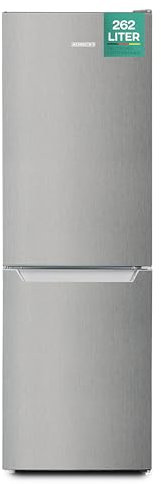 Heinrich´s Kühlgefrierkombination 262L Gesamtvolumen, 187L Kühlvolumen + 75L Gefriervolumen,LED Beleuchtung, Türanschlag wechselbar, leise 39dB,große Gefrierboxen,5 Temperaturstufen,Fast-Cool-Funktion