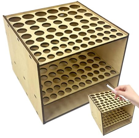 Portapennelli, portapennelli, portapennelli, in legno, 67 fori, supporto per pennello per, espositore quadrato, organizzatore di forniture artistiche per penne, pennelli