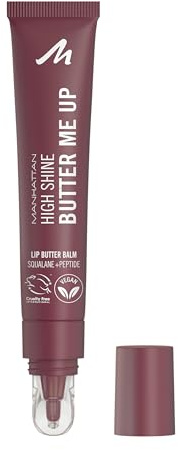 Manhattan High Shine Butter Me Up Lip Butter Balm, getönter, ultra-feuchtigkeitsspendender Lippenbalsam mit glossy Finish, vegane Formel, Vanilleduft, 15 ml, Fb. 003 Mellow Mocha