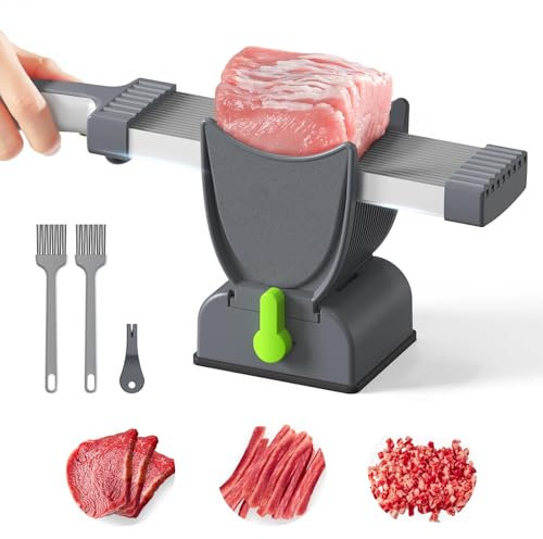 Cortadora de Carne para Carne Fresca Cruda, Espesor Ajustable 2 o 4 mm, Cuchillo de Cocina de Acero Inoxidable, Cortador Manual de Carne para Carne de Res, Cerdo, Salmón, No Apto para Carne Congelada