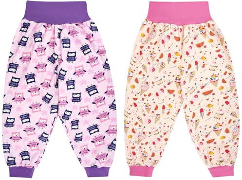 MOEMOE BABY Barnbyxor, trosor för nattlärning, 2 stycken 2–9 år, Lila, L/5-7 anni