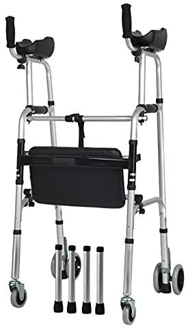 sjdoPulse Klappbarer Rollator, Rollator Walkers, Klappbarer Aluminium-Rollator Mit Sitz, Höhenverstellbarer Aufrechter Gehwagen Mit Armlehnenpolster, Für Personen Mit Eingeschränkter Mobilität Mit