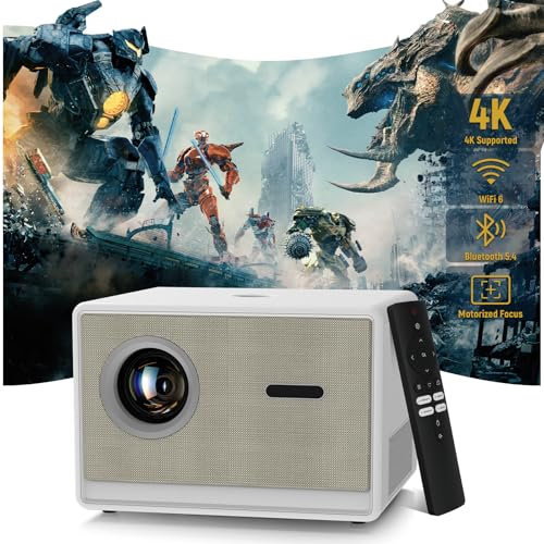 Proiettore con WiFi e Bluetooth|3 anni di protezione|600ANSI nativi 1080P/4K supportati|Proiettore a breve distanza per casa e esterni|App integrate