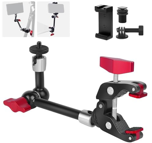 Mechrig 9 Articulating Magic Arm with Super Clamp, Magic Arm Camera Mount with Crab Clamp, Magic Arm Clamp Mount for DSLR Action Camera Monitor Video Light, Max. Load 5.5lbs for Table & Tube (SY008)