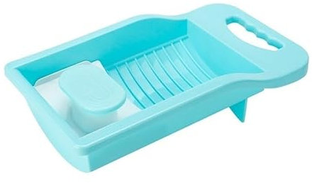 Tabla de lavandería todo en uno con fregadero, ideal para lavar sin esfuerzo ropa interior y calcetines. Tabla de lavado doméstica de tamaño pequeño (azul)