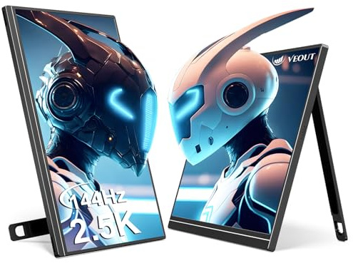 Veout Monitor Portatil de 16 pulgadas, 2560 x 1600 (2,5K) 144 Hz, Monitor Gaming Portable con USB-C y Mini HDMI para PC/Ordenador Portátil/PS5, Extensor de Pantalla para Ordenador Portátil con Soporte
