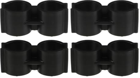VOSAREA 4pcs Clip for Broom and Dustpan, Black Plastic Broom and Dustpan Connector Clip, Double Pipe Clamp Fastener for Space Saving Storage Organizer
