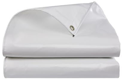 Telone impermeabile resistente 450 g/m² 0,6 mm di spessore con occhielli in alluminio per tetto auto da campeggio all'aperto - bianco 6 x 6 m